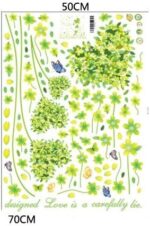 Heart Green Leaf Butterfly Wall Sticker Wall Paper Sticker Renewal Removable Stylish Cute Flower Grass Plant Butterfly Children's Room Decor Present size 50x7 am7047 - Image 6