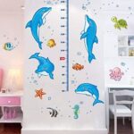 Kids room dolphin height measure wall stickers removable cartoon nursery wall decals waterproof bathroom wall decals - Image 3