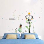 PG887 3D Color Wall Sticker Series 1- Cute Girl Under Plant Streetlight, Painting, Cartoon Character, English Alphabet Wallpaper Sticker Decoration School&Classroom - Image 2