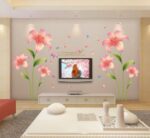 Wall Stickers Lily Pink Red Tulip Floral Flower Home Decor Lobby All Room Decal Removable  size 60x90 ay9274 - Image 3