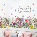 Aht94013 Garden Flowers Wall Decals Inspirational Quote Floral Wall Stickers Botanical Wall Art Living Room Bedroom Office - Image 5