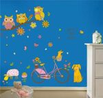 DIY Removable Tree Branches Cartoon Bicycle Flower Sheep Dog Owl Art Mural Vinyl Waterproof Wall Stickers Kids Room Decor Nursery Decal Sticker - Image 3