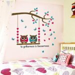 Hm31001 Wall Sticker Decoration Wall Decor Wallpaper Sticker Goods Wall Rental Room OK Owl Butterfly Butterfly Love Love Tree Swing Two Owls Beautiful Wall Sticker - Image 3