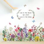 Aht94013 Garden Flowers Wall Decals Inspirational Quote Floral Wall Stickers Botanical Wall Art Living Room Bedroom Office - Image 2