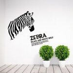 DNVEN 35 inches x 35 inches Zebra Head Black and White Wild Vinyl Wall Sticker Zebra Wall Decals Animal Print Home Murals Decor for Bedrooms Living Rooms