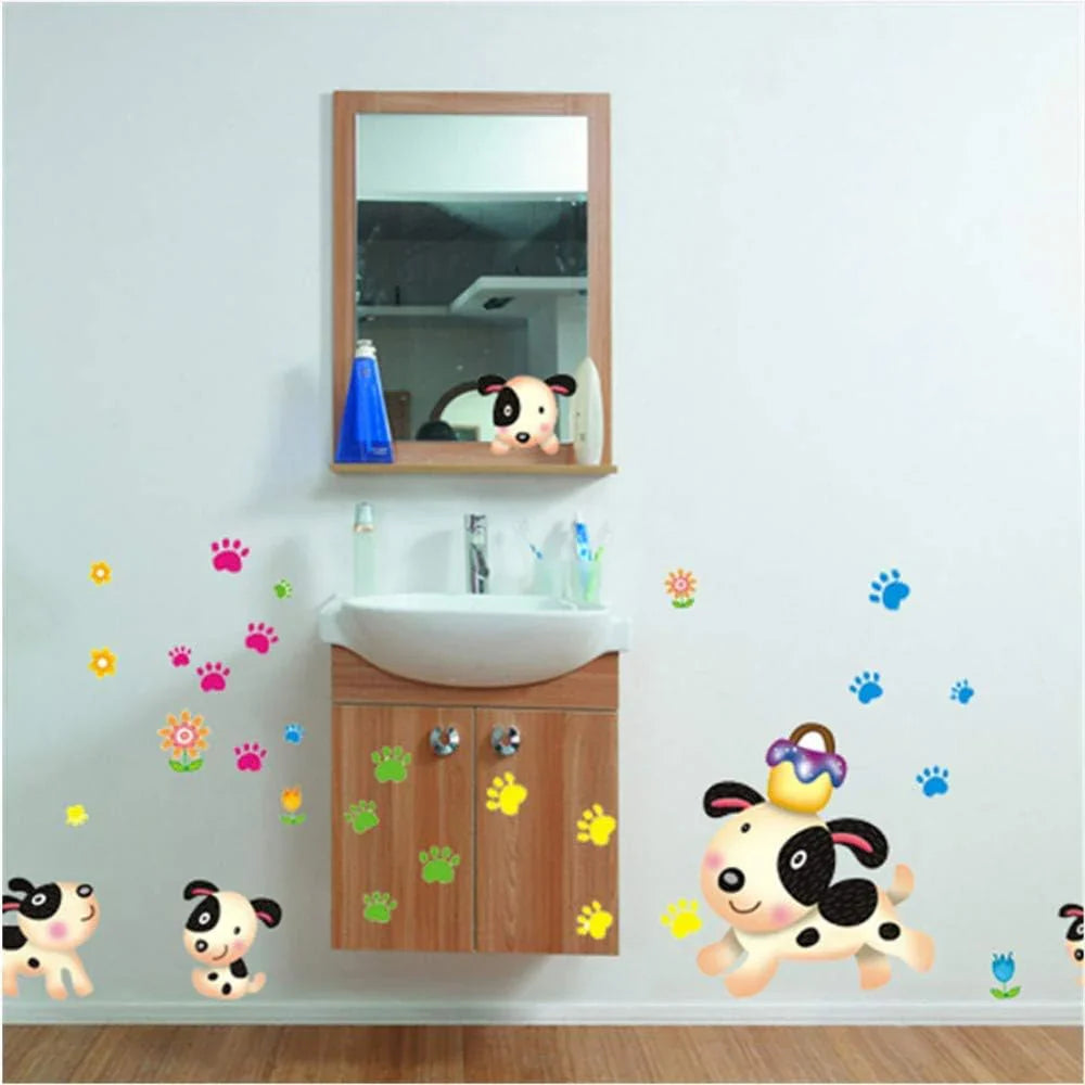 51U3i8RooyL._AC_SL1000_1024x1024_192f1669-8e95-4c79-a68a-ed81e480f4d1 Lovable Dogs Movable Wall Stickers PVC Transparent Film Baby Room Decorative Cute Cartoon Wall Stickers In Home Decoration size 50x70 xy8069 - Image 1