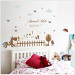 MJ8010 Animal Club Happy Animals Wooden Horse Playground Peel and Stick Removable Vinyl Wall Stickers - Image 4
