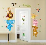 Xl8207 Hallobo® Wall Tattoo Baby Family Family Children's Zoo Monkey Elephant Giraffe Bear Parrot Hippo Wall Stickers - Image 4