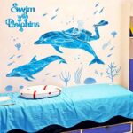 DNVEN DIY 39 inches x 32 inches Divers Swim with Dolphins Animals Wall Stickers Decals Decorations for Children Nursery Kids Room size 50x70 xls7205 - Image 5