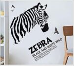 DNVEN 35 inches x 35 inches Zebra Head Black and White Wild Vinyl Wall Sticker Zebra Wall Decals Animal Print Home Murals Decor for Bedrooms Living Rooms - Image 3
