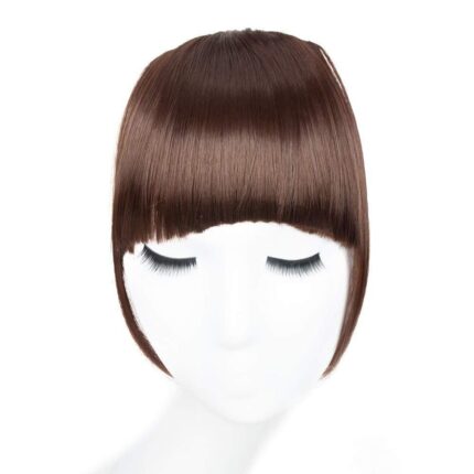 Aonmg Fake Fringe Fake bangs Clip Ons 6 Inch Short Straight Front Neat Wedding synthetic Hair Pieces Fake bangs For Women 4 6inches