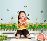Suuncari new generation removable fencing skirting boards butterfly Buttercup baseboard bedroom wall sticker SK7033 - Image 3