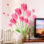 Ay601B Top of top store Heart Shaped Flower Butterfly Wall Stickers Home Decor PVC Art Mural for Baby Kids Girls Bedroom Kitchen Posters Pink Tulip Flowers - Image 4