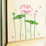Lotus Flower Dragonfly Fish Wall Sticker ay997 - Image 4