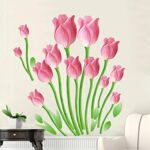 Ay601B Top of top store Heart Shaped Flower Butterfly Wall Stickers Home Decor PVC Art Mural for Baby Kids Girls Bedroom Kitchen Posters Pink Tulip Flowers - Image 2