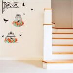 Cartoon Wall Stickers Bird Cage Flower Flying Living Room Nursery Room Vinyl Wall Decal Wall Stickers Childrens Room Home Decoration - Image 2