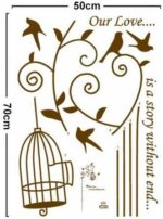 Jm8316 Tree hanging bird cage wall sticker, suitable for living room background bedroom decoration wallpaper - Image 6