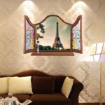 MJ8017cw Generic 3D Window Eiffel Tower Pattern PVC Wall Sticker Paper Mural Ornament 90 x 60cm - Image 3