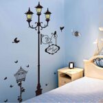 Wallpark Leise Nacht Thema - Europäisch Stil Straße Licht Lampe Vogel Schmetterling Abnehmbare Wandsticker Wandtattoo, Wohnzimmer Schlafzimmer Haus Dekoration Klebstoff DIY Kunst Wandaufkleber - Image 3