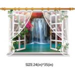 SK9020E 3D Wall stickers Waterfall Window Plant Landscape Home Decoration DIY Vinyl Decal Movie Mural Art - Image 6