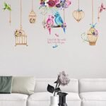 Colorful Birds Wall Stickers Birdcage Home decor for Living Room Bedroom Children Room Creative Wall Decals size 60x90  hm92018 - Image 6