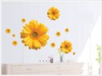 Daisy Flowers Wall Stickers Sunflower Wall Decals Yellow Red Pink Daisy Sunflower Wall Stickers Peel and Stick Removable Stickers for Nursery Kids Room Living Room (Yellow(2pcs)) size 45x60 ay6015c - Image 4