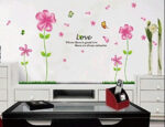 Wall Stickers - Flowers, Plants, English Letters - Stylish Wall Stickers - Alphabet Wall Decals - Perfect for Toilets, Entrances, Bedrooms, Windows, Mirrors - Cute Pink - Flowerbeds, Flower Gardens size 45x60 ay650a - Image 3