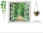 False Window Scenery 3d Wall Sticker Home Decor Green Forest Wall Decal For Living Room Wallpaper - Image 2