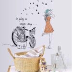 Cycling girl bedroom living room background character wall sticker MJ7008 - Image 4