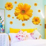 Daisy Flowers Wall Stickers Sunflower Wall Decals Yellow Red Pink Daisy Sunflower Wall Stickers Peel and Stick Removable Stickers for Nursery Kids Room Living Room (Yellow(2pcs)) size 45x60 ay6015c - Image 2