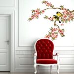 Soledi® DIY Wall Decal Peach Blossom Tree Branches Love Birds Removable Wall Mural Sticker Bedroom Living Room Home Art Wall Decor
