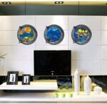 DNVEN Porthole Wall Decals Tropical Fishes Stickers 3D Under the Sea Ocean World Shark Sea Turtles Window View Faux Submarine Removable Murals for Bedrooms Boys Room Decor 13 inches x 13 inches x 3pcs - Image 4