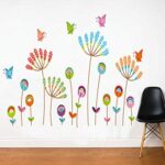 Colorful Cartoon Dandelion Wall Paper, Butterfly Flowers ， Background Wall Sticker for Home Kindergarten Decor - Image 2