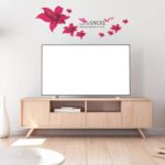 Ay647 Ubersweet® 3 Pieces Red Wall Sticker, Lily Flower Pattern Wall Decal, Removable Wall Sticker - Image 3