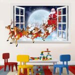 HOMFLON Xh7229 Christmas Sticker Cartoon Christmas Deer Santa 3D Wall Art Stickers Removable