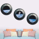DNVEN 13 inches x 13 inches x 3pcs Set of 3 3D Astronaut Spaceman Galaxy Space Window View Faux Submarine Window Partial Frosted Frosting Murals Wall Decals Removable Wall Stickers for Bedrooms - Image 4