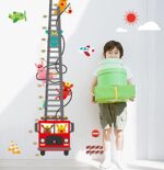 MJ8020 Fire Truck Wall Sticker Removable Height Sticker Cartoon Wall Decals Home Decor for Kids Room - Image 4