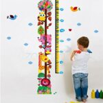 Qianxing removable cycle-usable cartoon wall sticker for kid's bedroom animal Height Chart in Nursery Children Room colourful Wall Decal for house home mural Décor height meter wallpaper(lion giraffe and elephant) - Image 2