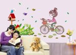 ren Empower Multicolor A Little Charming Girl Riding on Her Bike Large Wall Sticker Ay7085 - Image 5