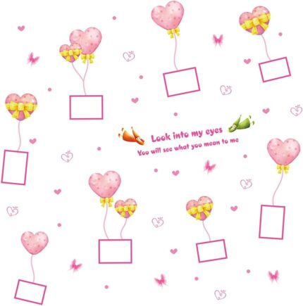 XL8249 Wall Sticker,YaBuy Romantic Hearts & Photo Frame Wall Sticker Removable Cute Pink Art Decal Room Decoration Reusable Wallpaper Photo Wall Sticker