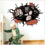 Gorilla Break Up The Wall 3D Wall Sticker Home Decor Kids Bedrooms Animal Funny Wall Decal - Image 4
