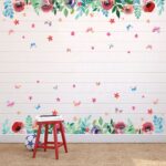 Green leaves flower pattern sticker living room bedroom backdrop decorative wall decal (XH7212) - Image 4