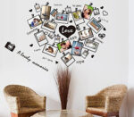 Xh3745 I Love You" Love Heart Black and White Photo Picture Frame Wall Decals,Living Room Bedroom Removable Wall Stickers Murals - Image 2