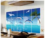 JAAMSO ROYALS Nature Blue Dolphine Wall Tiles Stickers Waterproof, Kitchen Stickers for Wall, Wall Sticker for Kitchen, Kitchen Sticker, Kitchen Tiles Wall Stickers size (75CM x 45CM) 3024 - Image 2