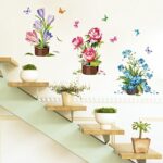 Various Colorful Flowers Tulip Peony Peel and Stick Removable Vinyl Wall Decals for Window Bedrooms Living Rooms Kids Rooms Nursery size 50x70 xls7105