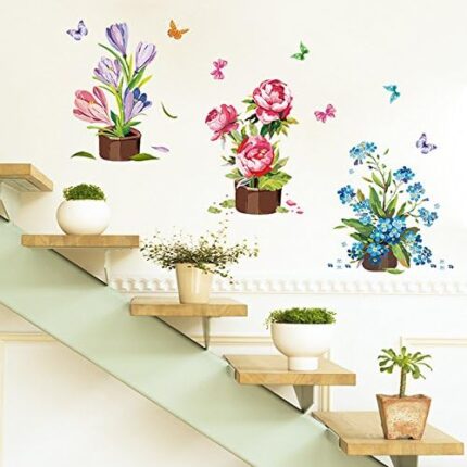 Various Colorful Flowers Tulip Peony Peel and Stick Removable Vinyl Wall Decals for Window Bedrooms Living Rooms Kids Rooms Nursery size 50x70 xls7105