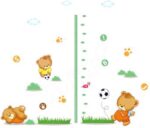 Cartoon Animals Wall Stickers Butterflies Flower Photo Frames Height Measurement Removable Wall Decals Home Decor Baby Boys Girls Kids Bedroom Kitchen Decoration (Bear Height Measurement) - Image 2