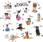 Xh1003c Asakkura Removable Stickers 2pcs Wall Removable Animal Wallpaper Home for Cartoon Paste Sticker Decals Decoration Kids Nursery Living Dog Decor Room Kids Wall Decals