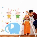 Ncs0035 Cartoon elephant and rabbit wall stickers, suitable for living room bedroom kids room - Image 3