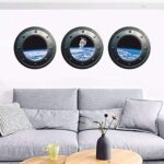 DNVEN 13 inches x 13 inches x 3pcs Set of 3 3D Astronaut Spaceman Galaxy Space Window View Faux Submarine Window Partial Frosted Frosting Murals Wall Decals Removable Wall Stickers for Bedrooms - Image 7